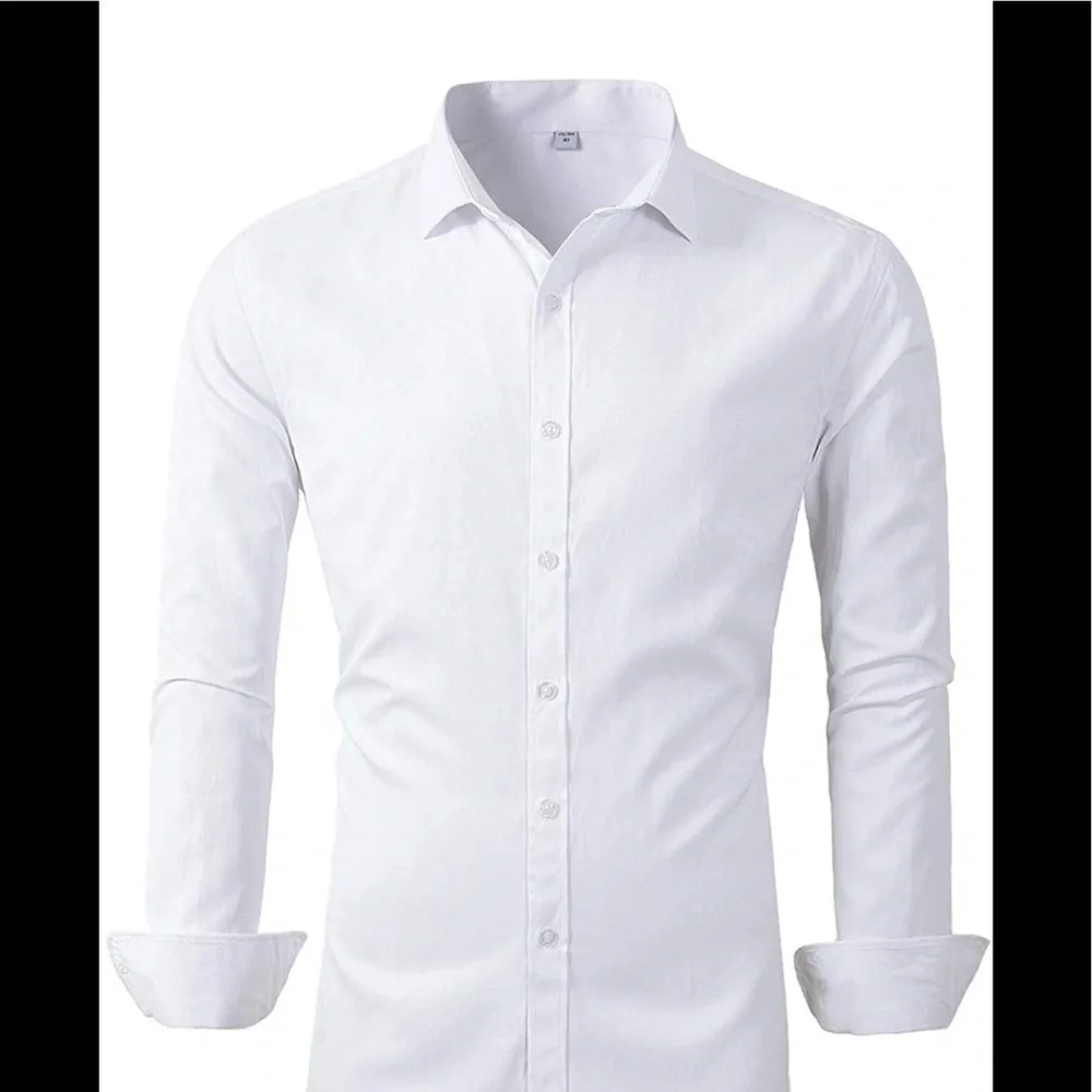 NWT Beninos Men’s long sleeved slim fit white dress shirt size S